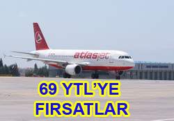 ATLASJET TEN 69 YTL YE BİLET